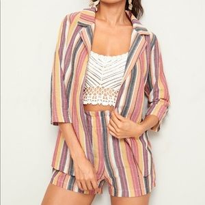 Striped Blazer with Shorts